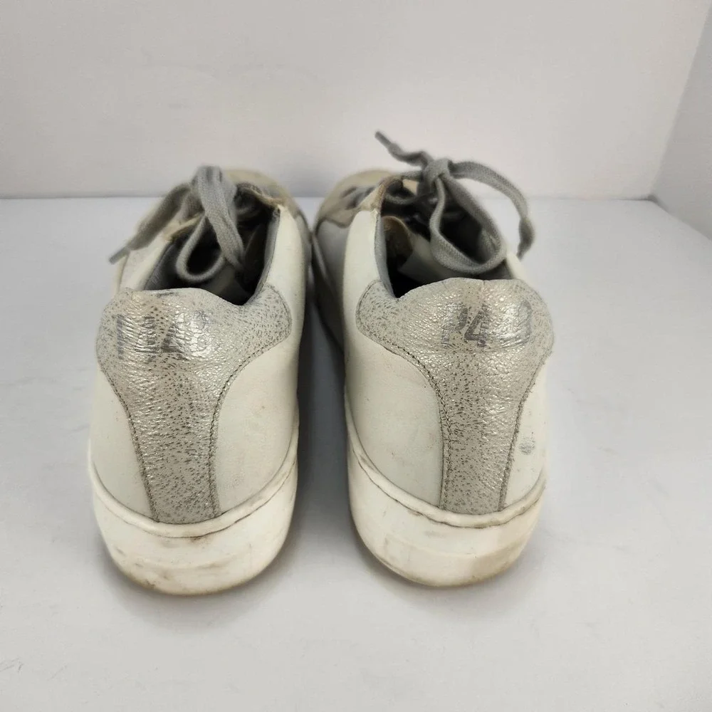 P448 Women's Sneakers Size 39 US 9 White Gray Suede Leather Platform Shoes